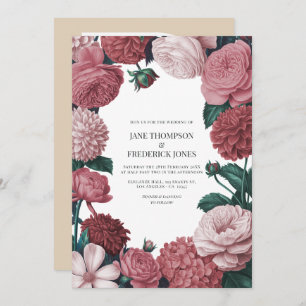 Rosé Clay, Terra Pink & Peony Smoke Floral Wedding Invitation