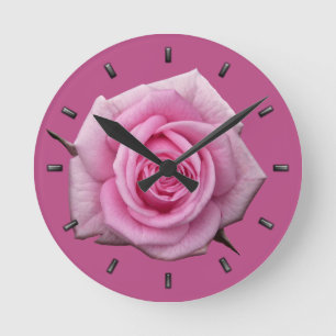 Rose Clock Pink Rose Flower Wall Clock Rose Decor