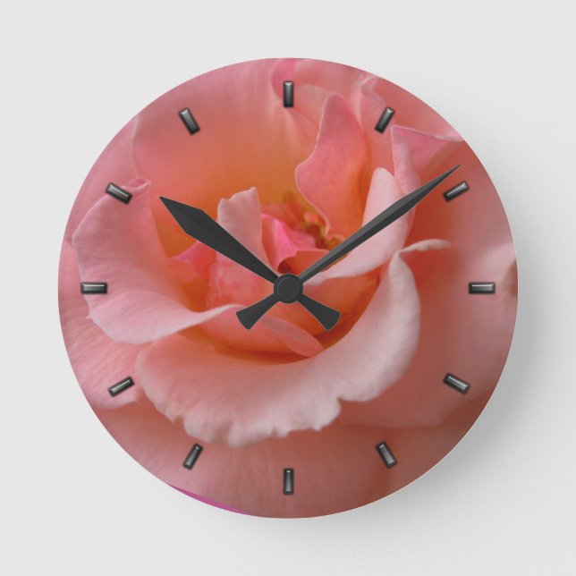 Rose Clock Wild Rose Flower Wall Clock Rose Decor (Front)