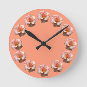 Rose Clock Wildrose Wall Clock Peach Rose Clock