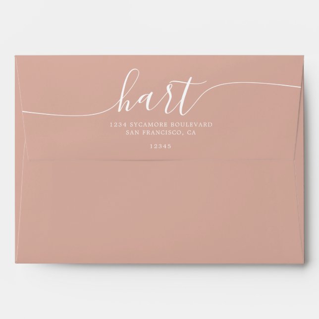 Rose Cloud with White Script Return Address Envelope (Back (Top Flap))