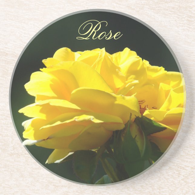 Rose coasters custom Yellow Rose Flowers (Front)
