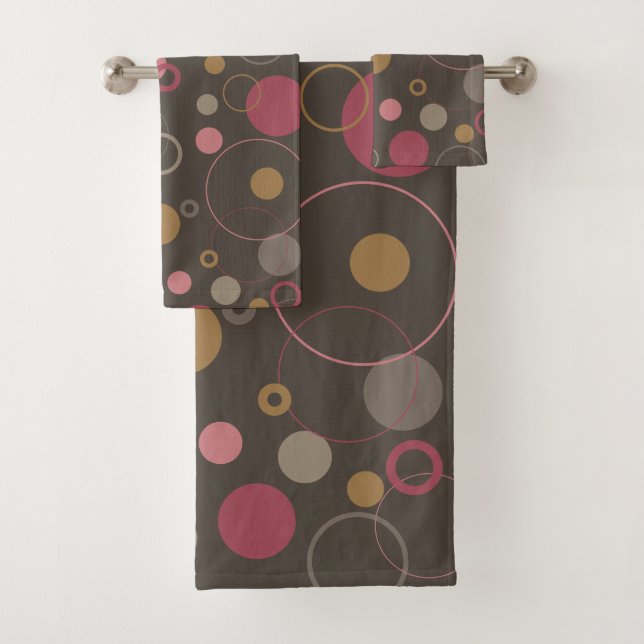 Rose Coffee Bean Mocha Circles Bath Towel Set (Insitu)