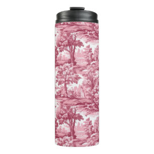 Rose-Colored Toile Design Thermal Tumbler