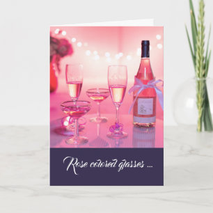 Rose Coloured Glasses Thank You Card, Customisable Card