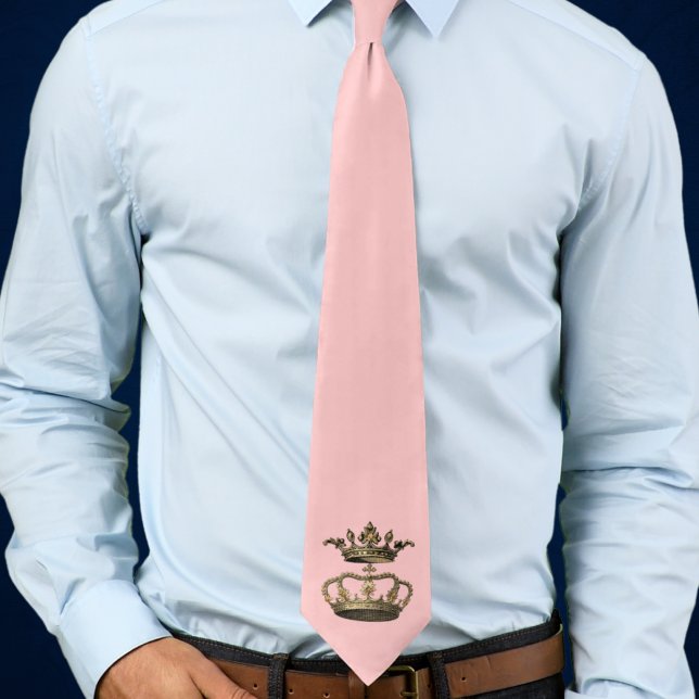 Rose Coloured Laudete Sunday Christmas Advent Tie (Rose Colored Laudete Sunday Advent tie with two gold crowns for Catholics)