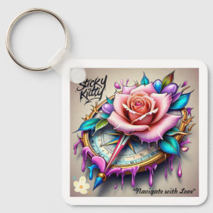 "Rose Compass: A Symbol of Love and Bliss" Key Ring
