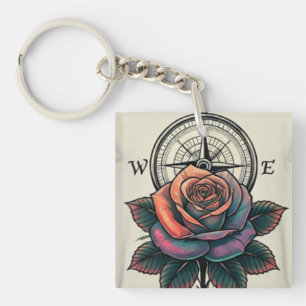 Rose Compass Bliss Key Ring