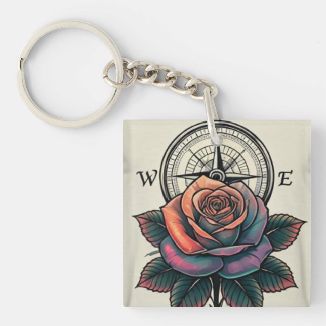 Rose Compass Bliss Key Ring (Front)
