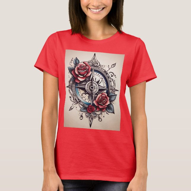 Rose Compass: Navigate Your Style with Meaning T-Shirt (Front)