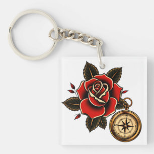 Rose Compass of Bliss Key Ring