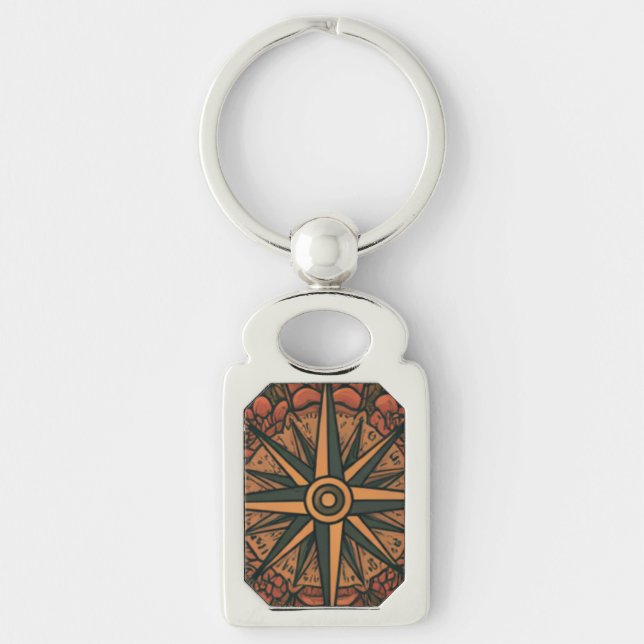 Rose Compass of Bliss Key Ring (Front)