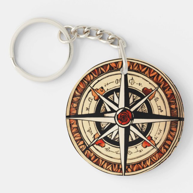 Rose Compass of Bliss Key Ring (Front)