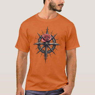 Rose Compass of Mystique – Tattoo - Style Symbol  T-Shirt