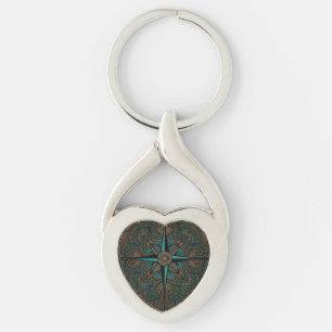 Rose Compass of the Heart Key Ring