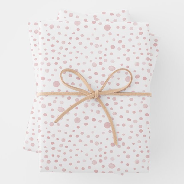 Rose Confetti Watercolor Dots Wrapping Paper (In situ)