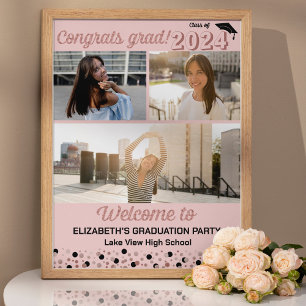 Rose Congrats Grad 3 photo collage Welcome Sign