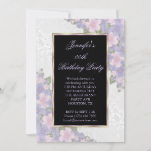 Rose Corner Floral Framed Birthday Party Invitation