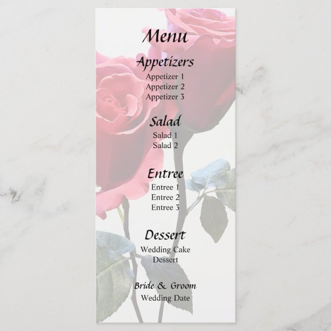 Rose Couple Menu (Front)