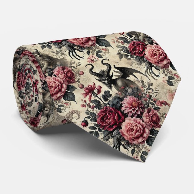 🔥 Rose Crematory – Gothic Victorian  Tie (Rolled)
