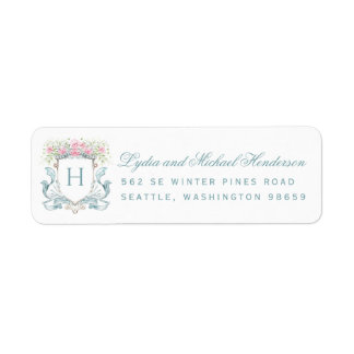 Rose Crest Script Wedding Return Address