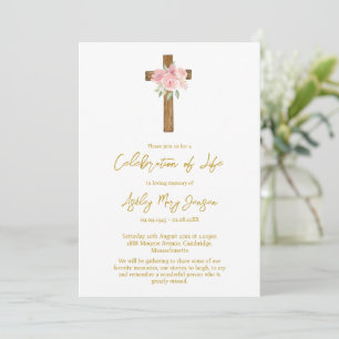 Rose Cross Celebration of Life Funeral Invitation