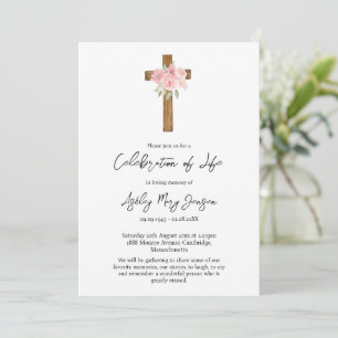 Rose Cross Celebration of Life Funeral Invitation
