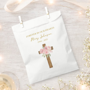 Rose Cross Funeral Favor Bag