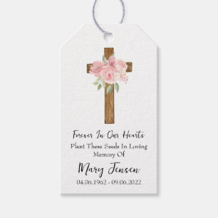 Rose Cross Memorial Funeral Seed Packet  Gift Tags
