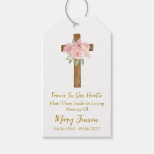 Rose Cross Memorial Funeral Seed Packet Gift Tags