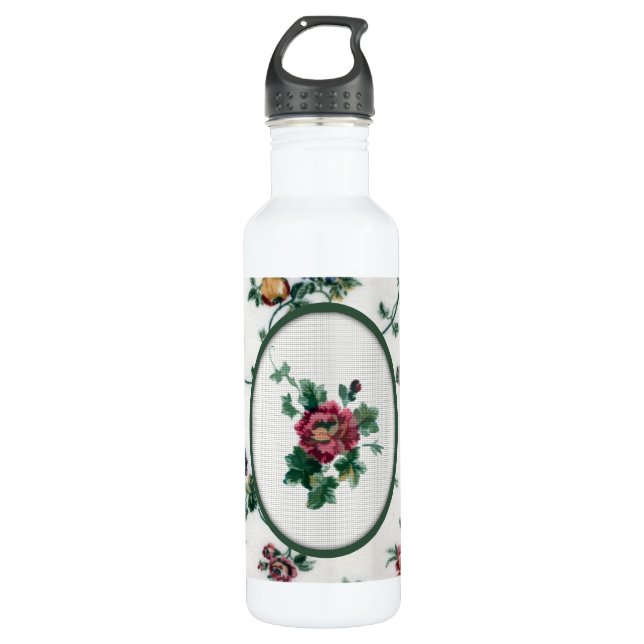 Rose Cross Stitch Drink Bottle (Front)