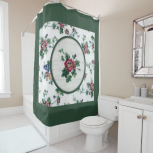 Rose Cross Stitch Shower Curtain