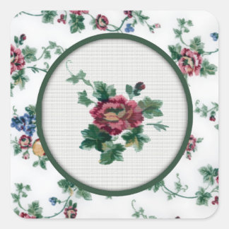 Rose Cross Stitch Sticker