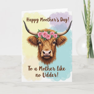 Rose Crowned Cow Mothers Day Card