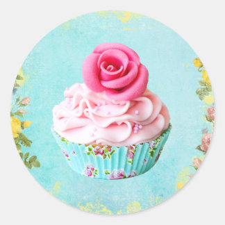 Rose cupcake sticker
