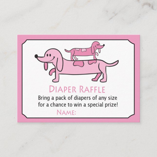 Rose Dachshund Diaper Raffle Tickets (Front)