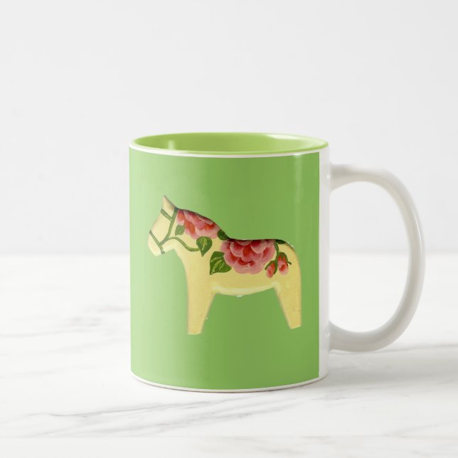 Rose Dala Horse Two-Tone Coffee Mug (Right)