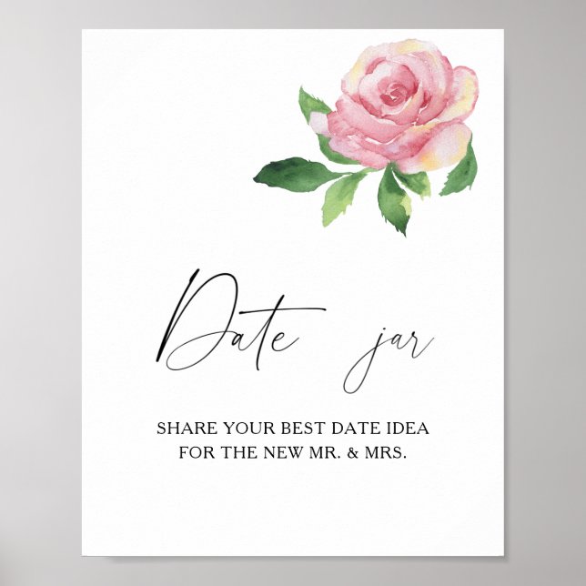 Rose - date night ideas. Date jar bridal game Poster (Front)