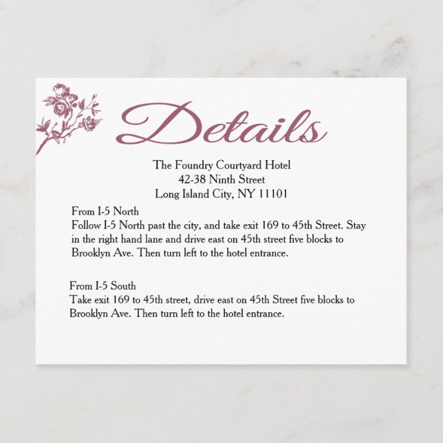 Rose Delight! Pink Burgundy Details Wedding Card (Front)