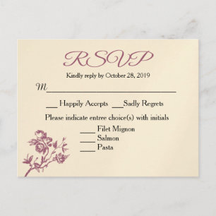 Rose Delight! Pink Burgundy RSVP Response Postcard
