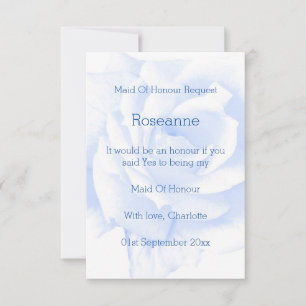 Rose Design Blue Coloured Maid Of Honour Request Invitation