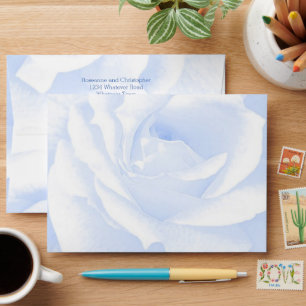 Rose Design Blue Coloured Wedding Envelope