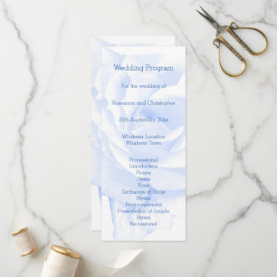 Rose Design Blue Coloured Wedding Programme