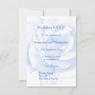 Rose Design Blue Coloured Wedding RSVP Card