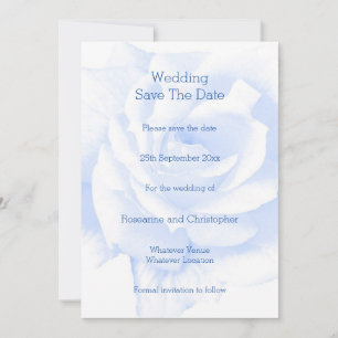 Rose Design Blue Coloured Wedding Save The Date