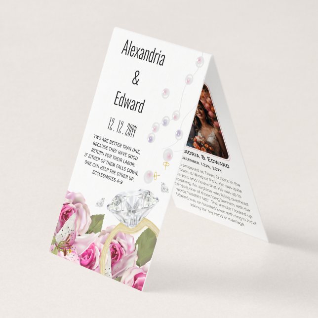 Rose Diamond Ring Engagement Wedding Photo (Front)