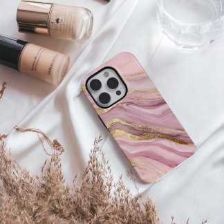 Rose Dominion – Luxury Pink & Gold Marble iPhone 16 Case