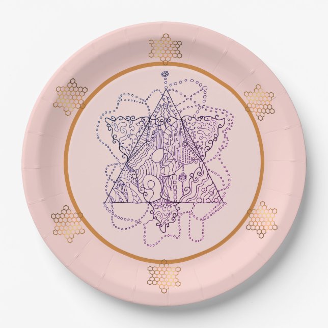 Rose Dramatic Jewish Star Paper Plates  (Front)