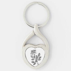 Rose drawing 2 key ring