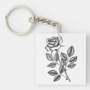Rose drawing 2 key ring
